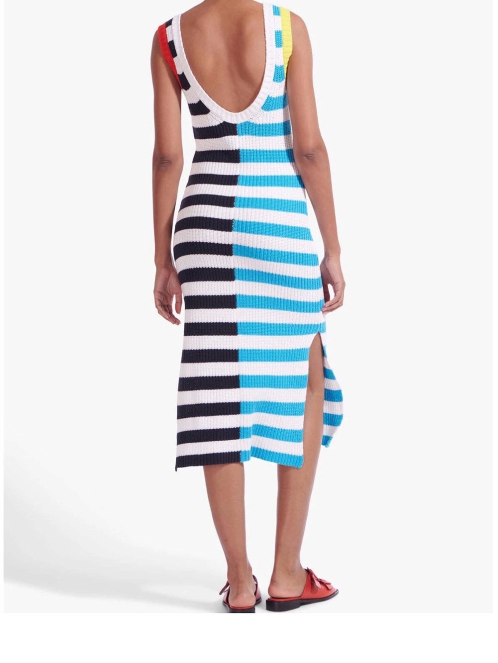 Staud striped Tank Dress in Blue, Black & White - Picture 3 of 6